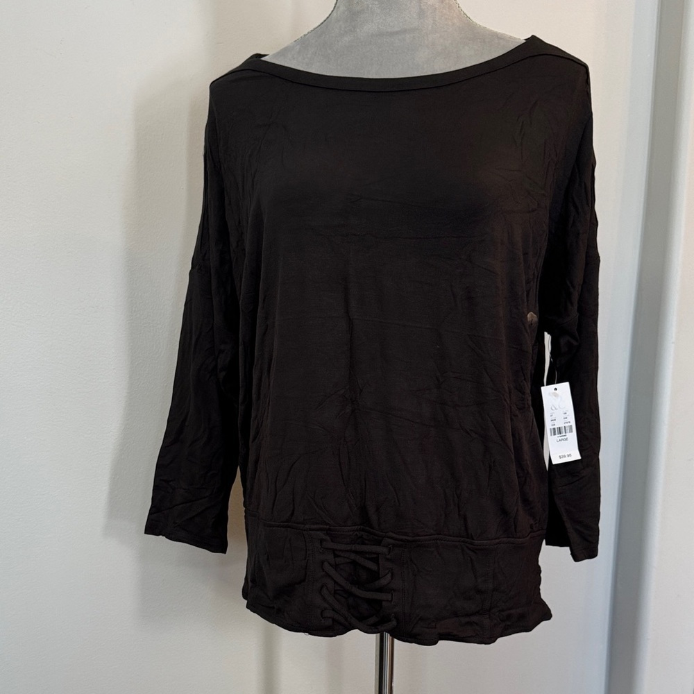 New York & Company Black tshirt soft Top NWT L - Picture 5 of 12